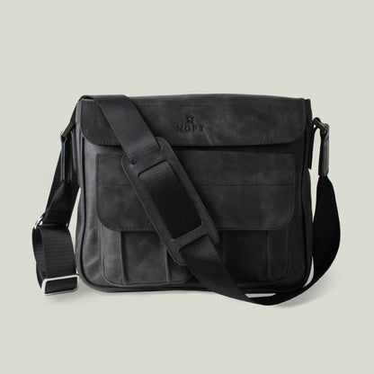 Genuine Leather Asgap Messenger Bag Anthracite Black 