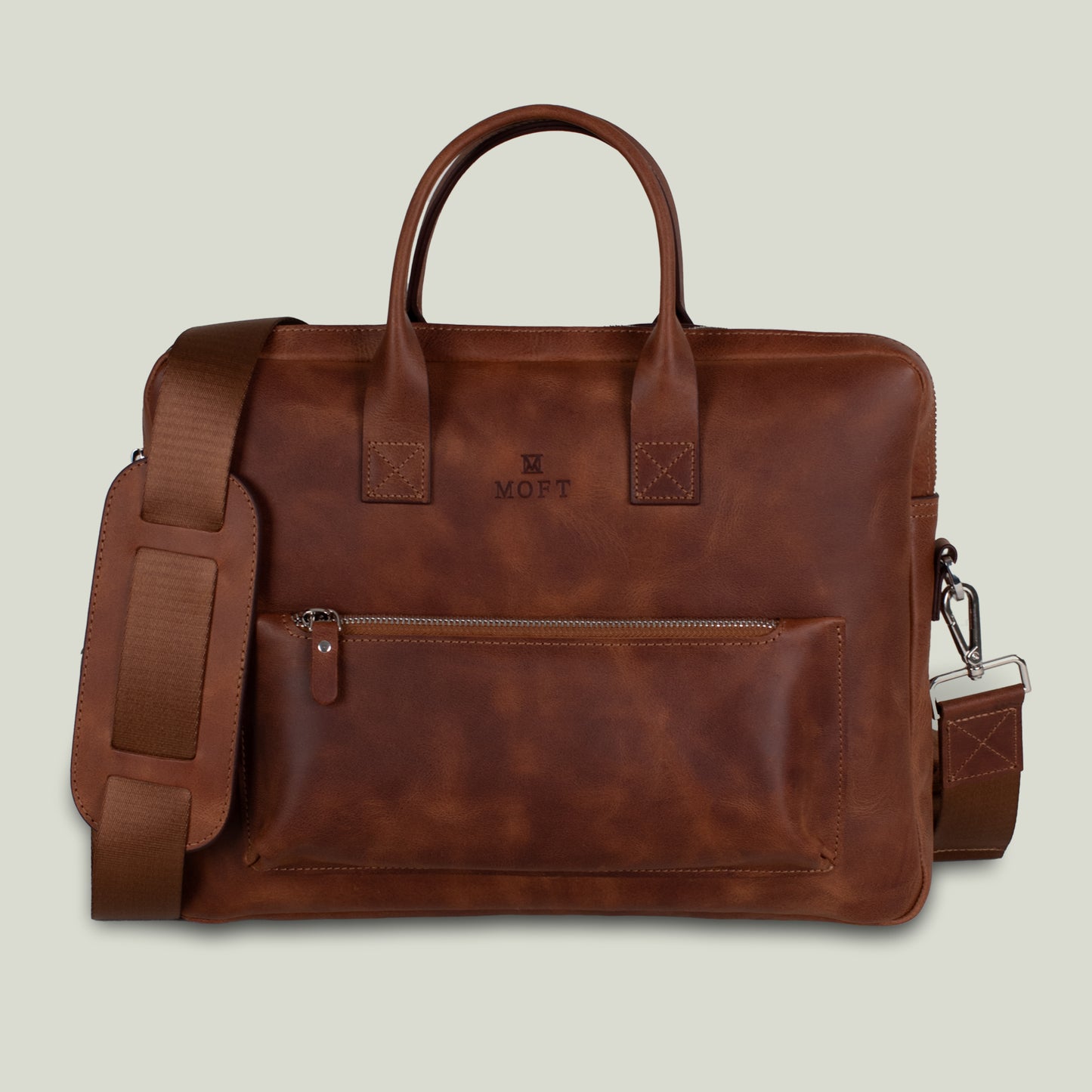 Genuine Leather Designer Briefcase Brown