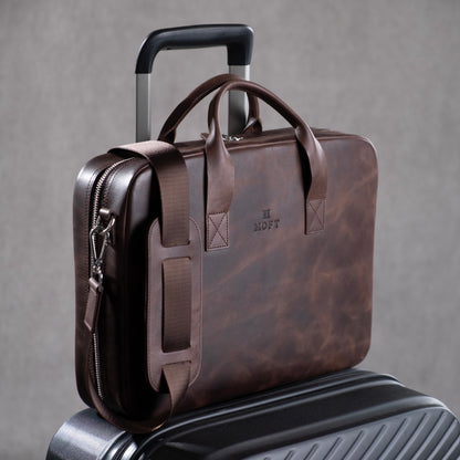 Genuine Leather Craft Prime Organizer Laptop Bag Brown