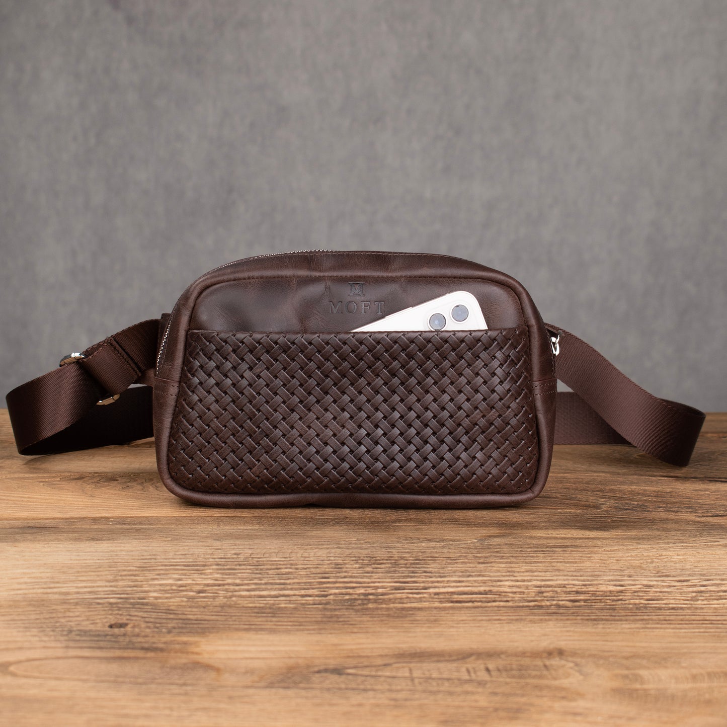 Genuine Leather Cross Body Bag Brown