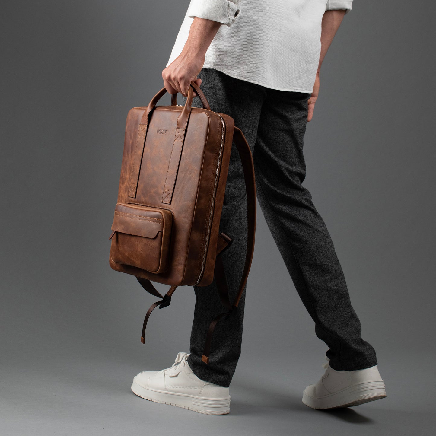 Genuine Leather Proform Organizer Backpack Taba