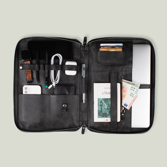 Genuine Leather 14" SlimBag Organizer MacBook Bag Anthracite 