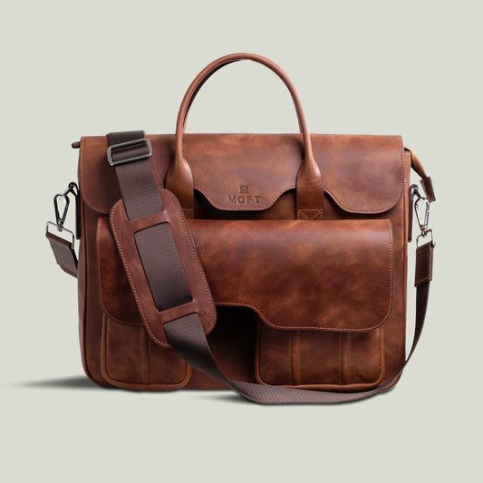 Genuine Leather Meandros Laptop Bag Tan